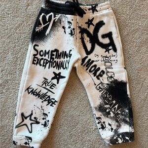 Dolce & Gabbana Kids Black and White Splatter Joggers